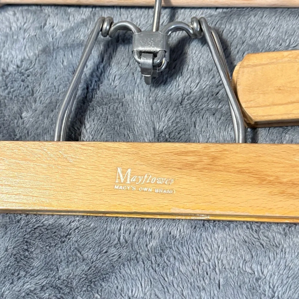 Set of 5 Wooden Hangers 3 Shirt and 2 Pant Hangers